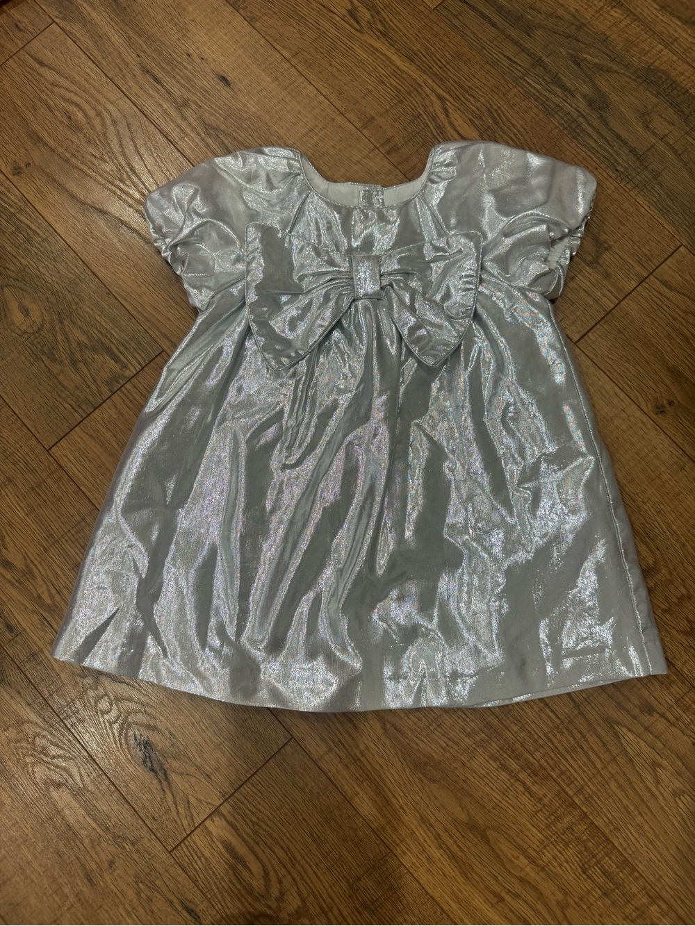 Zara Metallic Silver Toddler Dress